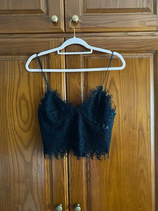 Top guipur verde Zara