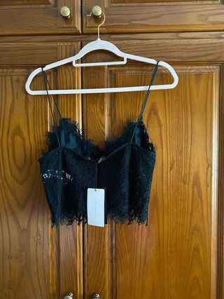 Top guipur verde Zara