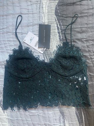 Top guipur verde Zara