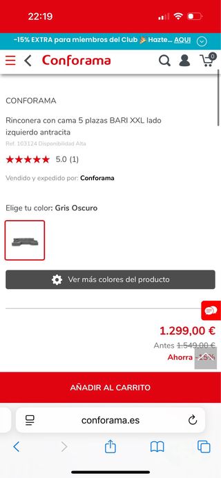 Sofá Rinconera Cama Gris XXL