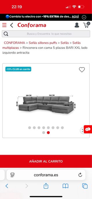 Sofá Rinconera Cama Gris XXL