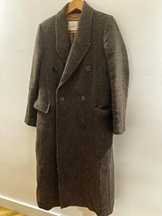 Abrigo Mango espiga marrón