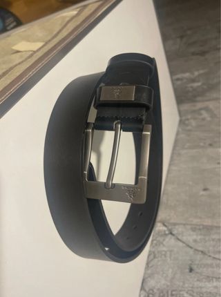 Cinturón de hombre hebilla plateada