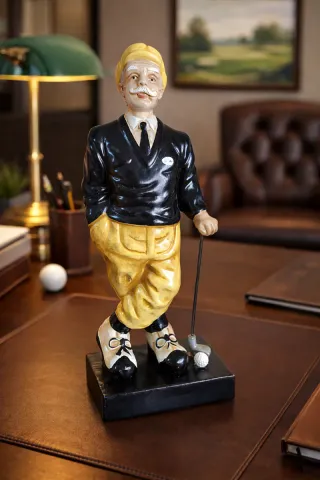 Figura Golfista Cerámica 36cm Vintage