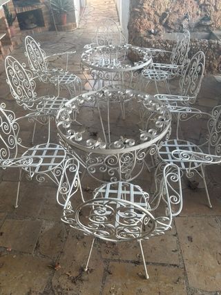 Mesa redonda de hierro forjado Sillas hierro