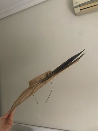 Pamela tocado con plumas de faisán