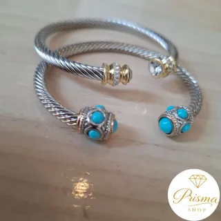Brazalete plateado con detalles turquesa