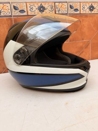 Casco Moto BMW Azul y Blanco con Funda
