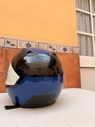 Casco Moto BMW Azul y Blanco con Funda