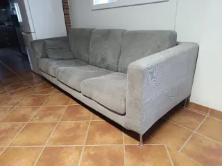 Sofá gris 3 plazas tela