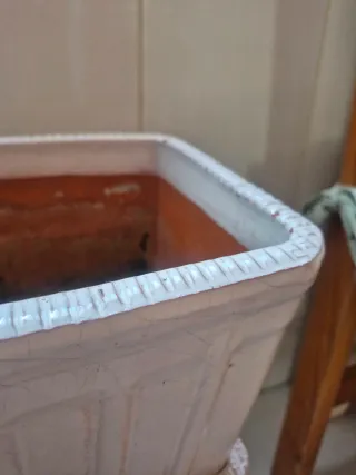 Lote 3 jardineras cerámica beige/blanco