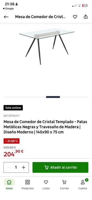 Mesa de comedor cristal y sillas