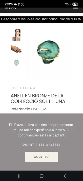 Anillo Bronce Fili Plaza Escultora, hecho a mano
