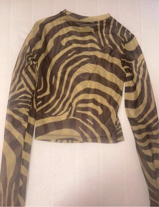 Top Bershka Transparente Cebra S