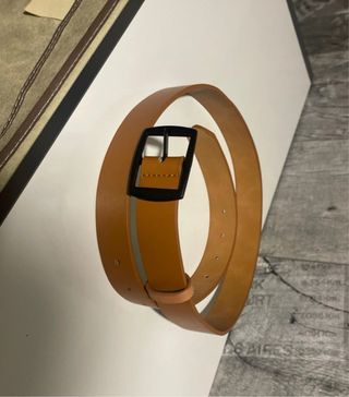 Cinturón Marrón Hebilla Negra Hombre