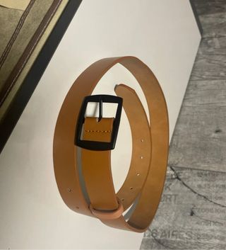 Cinturón Marrón Hebilla Negra Hombre