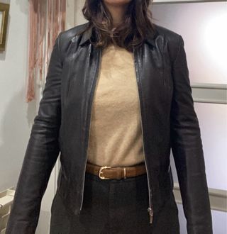 Chaqueta de piel marrón chocolate