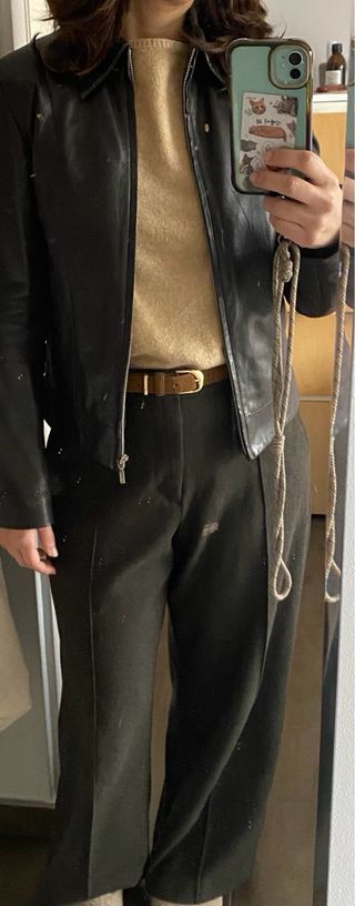 Chaqueta de piel marrón chocolate