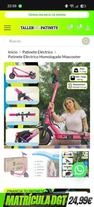 Patinete Eléctrico Homologado Mascooter S1