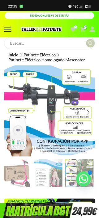 Patinete Eléctrico Homologado Mascooter S1