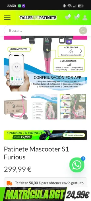 Patinete Eléctrico Homologado Mascooter S1