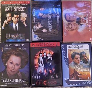 Pack 6 Películas DVD: Wall Street, Chicago, etc.