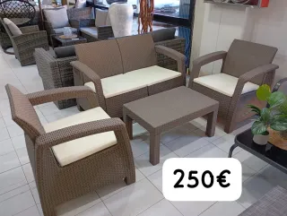 Conjunto Muebles Exterior Ratán Marrón