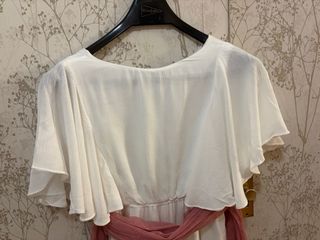 Vestido blanco comunión niña tul rosa