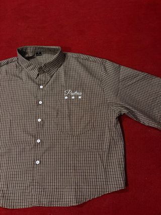 Camiseta de cuadros marrón talla M