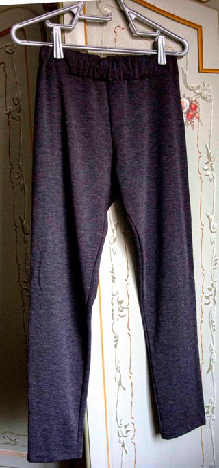 Leggings grigi banda argento/nero tg L