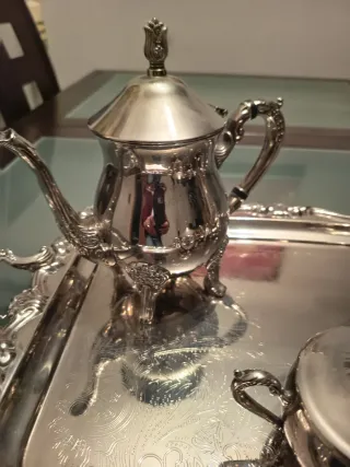 Juego de café plateado vintage