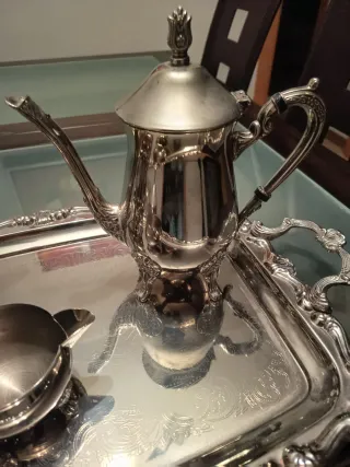 Juego de café plateado vintage