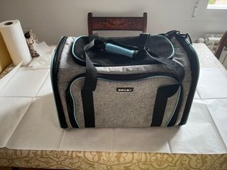 Transportín perro/gato pequeño/mediano gris