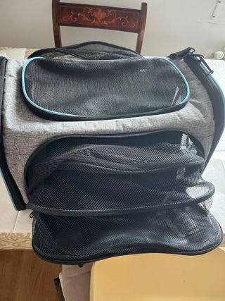 Transportín perro/gato pequeño/mediano gris