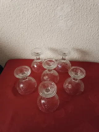 Juego 6 Copas Helado Cristal Tallado