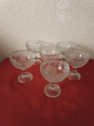 Juego 6 Copas Helado Cristal Tallado