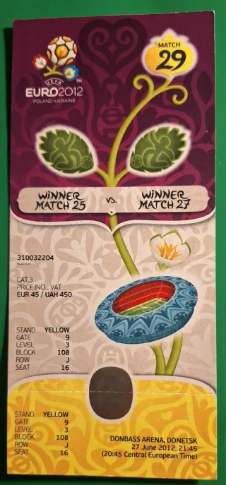 Entrada semifinal Eurocopa 2012 España  Portugal