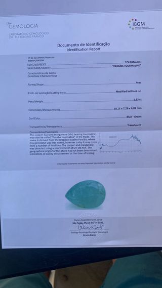 Turmalina Paraíba 1,93ct