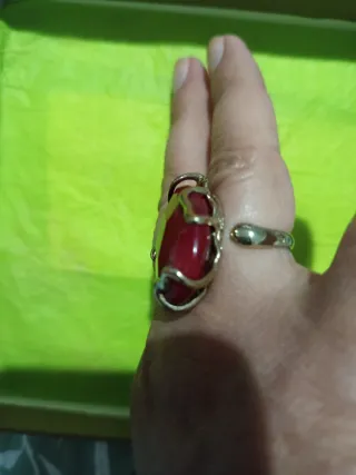 Anillo Ágata Roja Biselada Ajustable