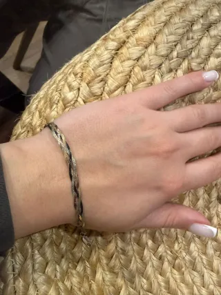 Pulsera Plata Tricolor Trenzada