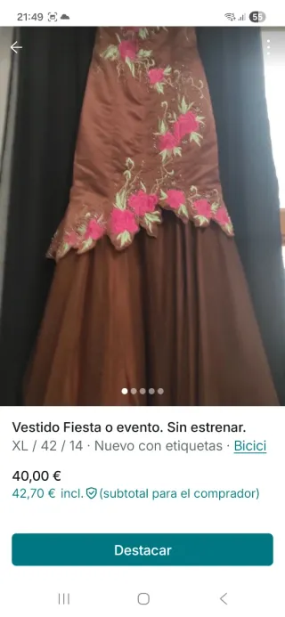 Vestido de fiesta largo T XL