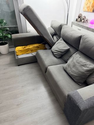Sofá con Chaiselong gris 280cm