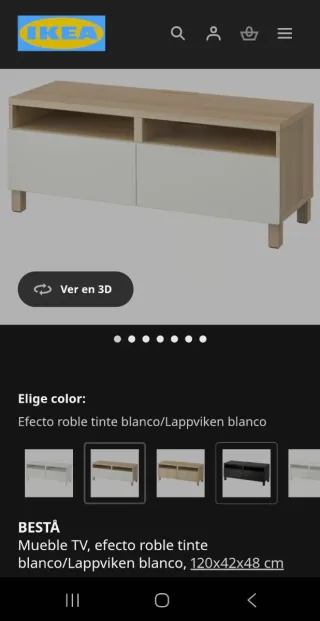 Mueble TV IKEA BESTÅ Roble Tinte Blanco