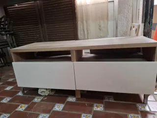 Mueble TV IKEA BESTÅ Roble Tinte Blanco