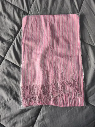 Bufanda fina rayas rosa y gris