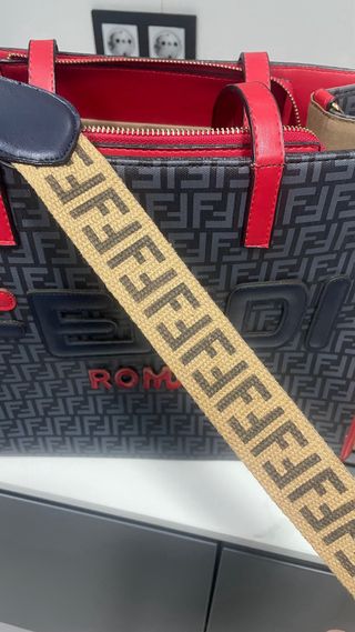 Bolso Fendi Roma Gris ,Rojo y azul marino