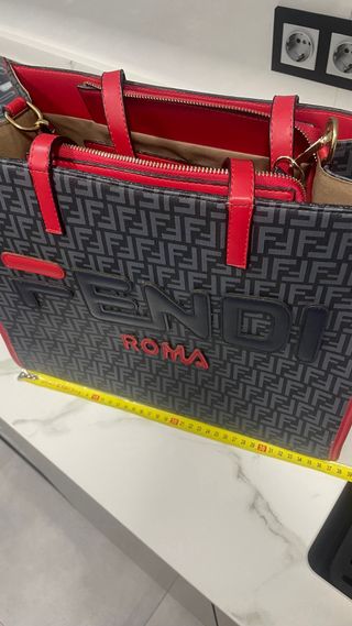 Bolso Fendi Roma Gris ,Rojo y azul marino