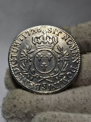 Moneda de plata 1 Ecu 1726 S de Francia Reims