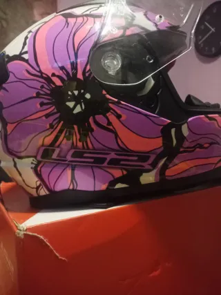 Casco Moto Chica Talla S Flores Morado Rosa