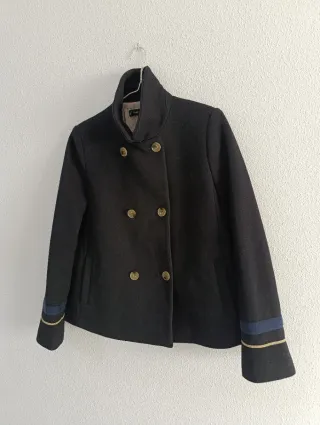 Abrigo marinero paño Zara azul y dorado